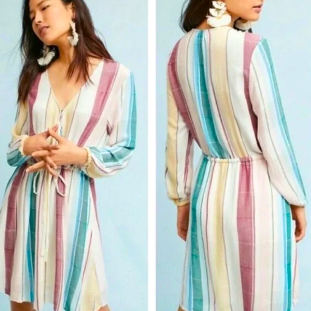 Rails Pastel Striped Faux Wrap Mini Dress size Medium